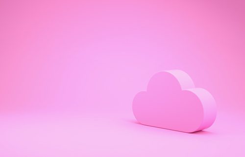 small pink cloud icon on pink background - pink cloud syndrome